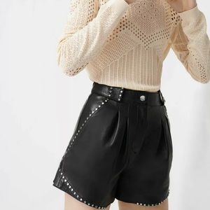 Maje studded leather shorts
